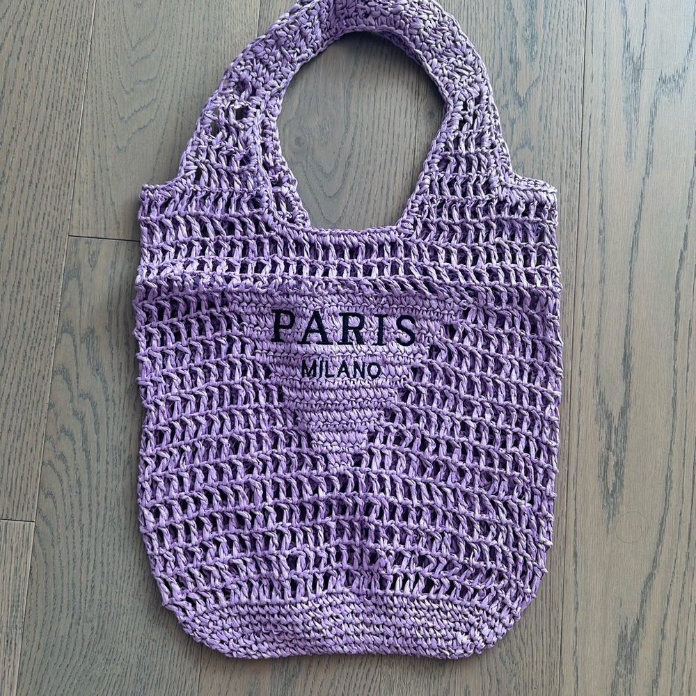 Lavender Raffa Tote with Paris Milano Text